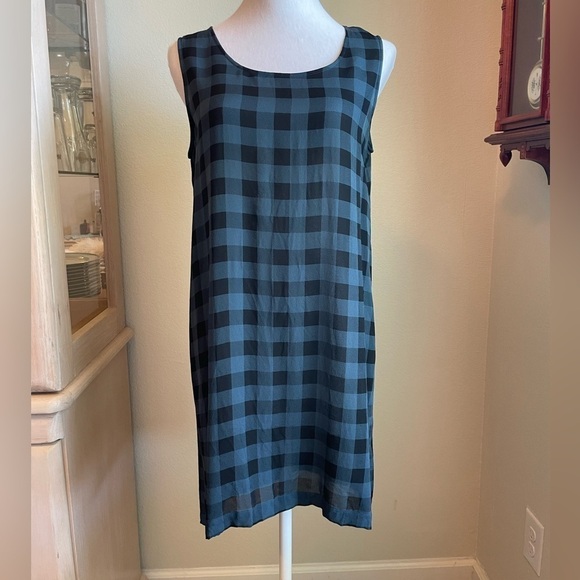 Eileen Fisher Tops - Eileen fisher 100% silk sheer tunic shirt checkered print size small